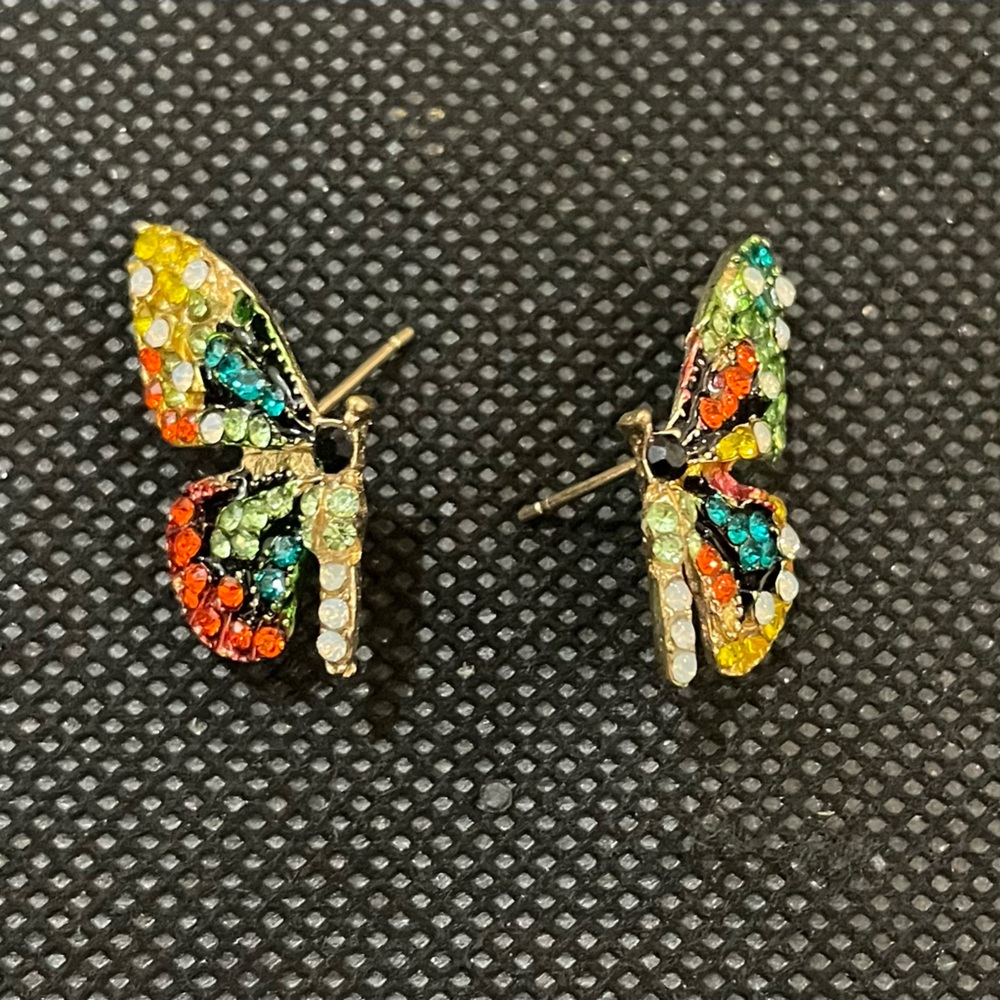 Butterfly Rhinestone Earrings - Picture 4 of 4